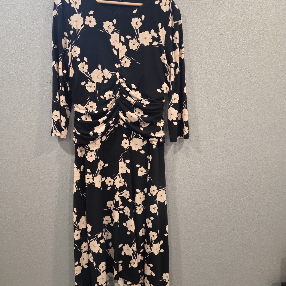 Floral Black and Cream Dress